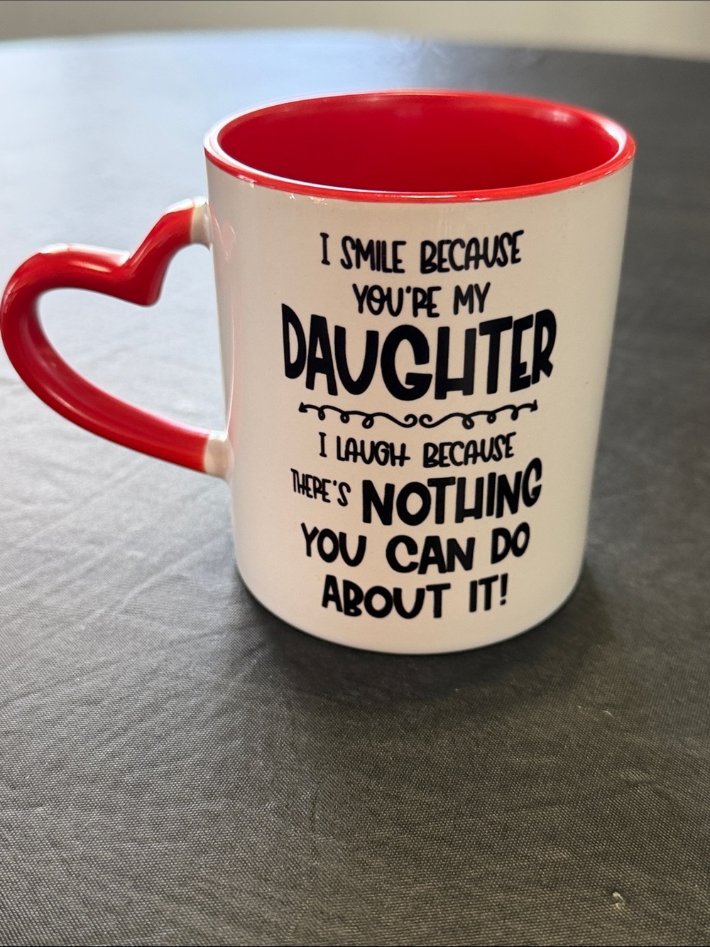 Red and White "Daughter" Heart-Handle Mug - Premium Ceramic